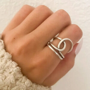 925 Sterling Silver Big Knot Statement Ring Dainty Adjustable Ring